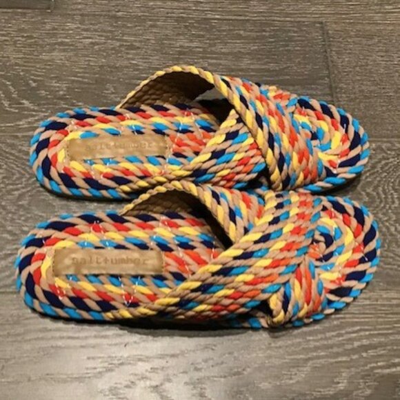 salt + umber Roots Collab Criss Cross Woven Sandal - NIB - Picture 3 of 5